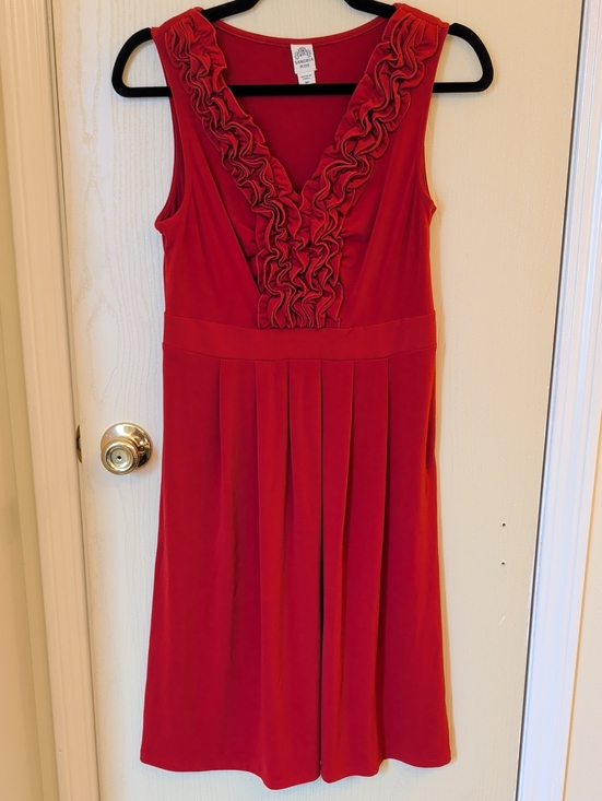 Signature by Sangria Dresses & Skirts - Signature by Sangria Red Sleeveless Ruffle Front Midi Dress Size 8 Petite